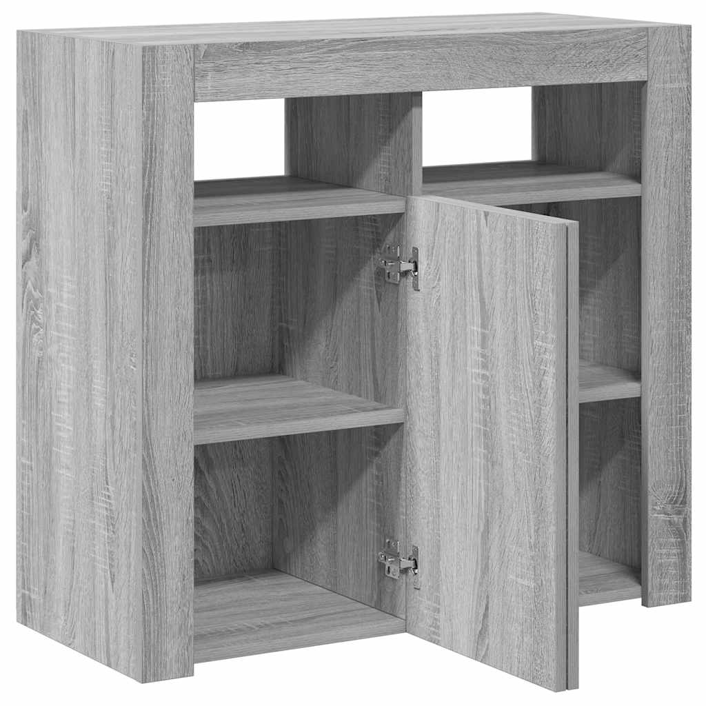 Sideboard mit LED-Beleuchtung Grau Sonoma 80x35x75 cm